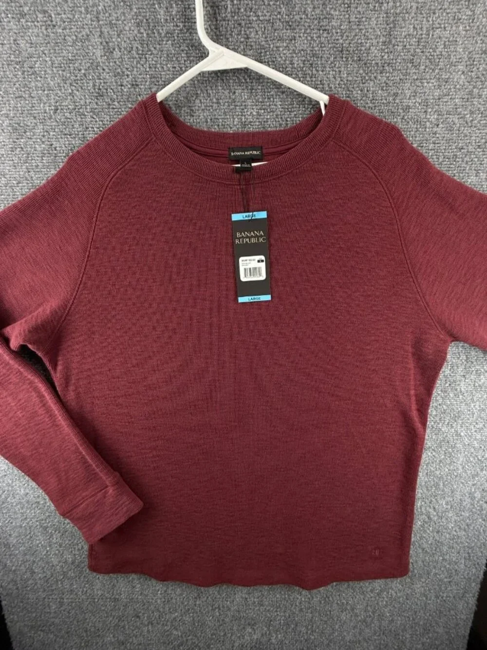 NWT Banana Republic Sweater Men Large Red Double Knit Cew Neck Pullover Jumper